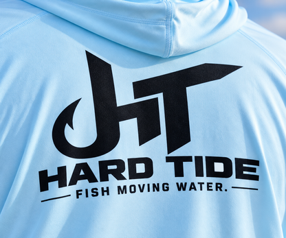     Hard Tide Classic fishing hoodie back logo detail